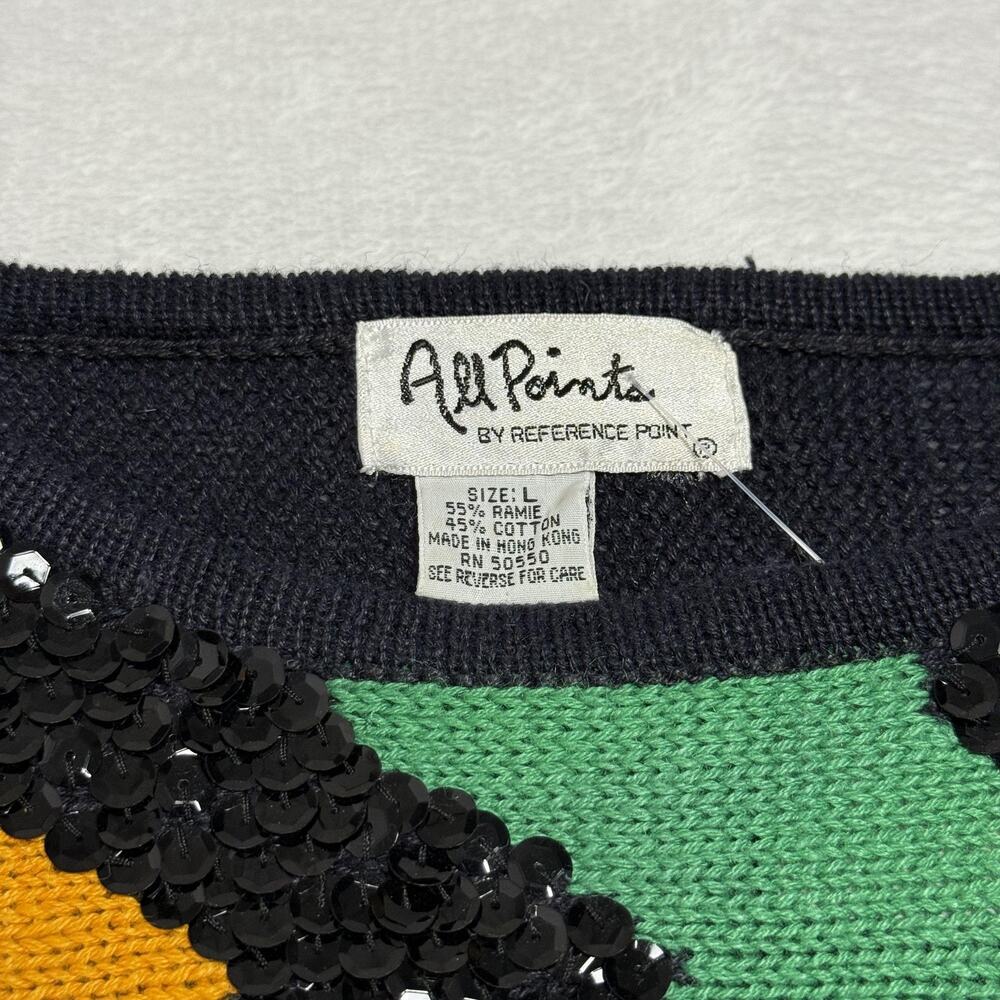 Vintage All Points By Reference Point Sweater Womens Large Multicolor Sequin 80s - Picture 5 of 8